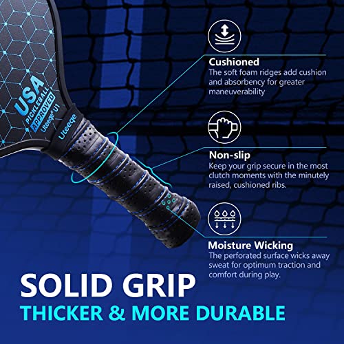 Pickleball Paddles Set of 2 - Graphite Surface with High Grit & Spin, USAPA Approved Pickleball Set Pickle Ball Raquette Lightweight Polymer Honeycomb Non-Slip Grip w/ 4 Outdoor Balls & Bag