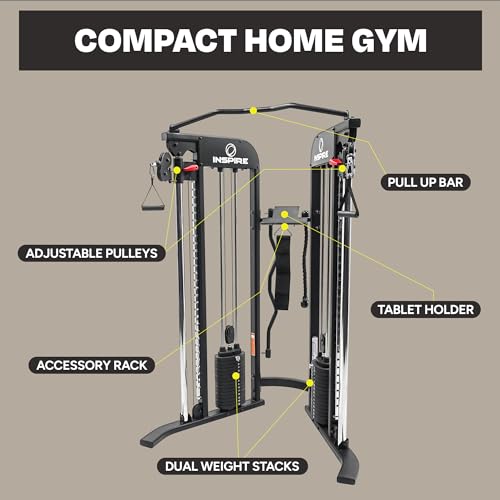 Inspire Fitness Functional Trainer - Multifunctional Cable Machine Home Gym System - at Home Gym Workout Weight Machine for Strength Training - Full Body Compact Exercise & Fitness Equipment Set