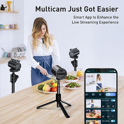 EMEET Streamcam One Wireless Streaming Camera, 1080P HD Webcam with Sony Sensor, Multi-cam support, 1 Detachable Mic & 2 Built-in Noise Reduction Mics, 8H Streaming Battery for Youtube/Twitch/Facebook